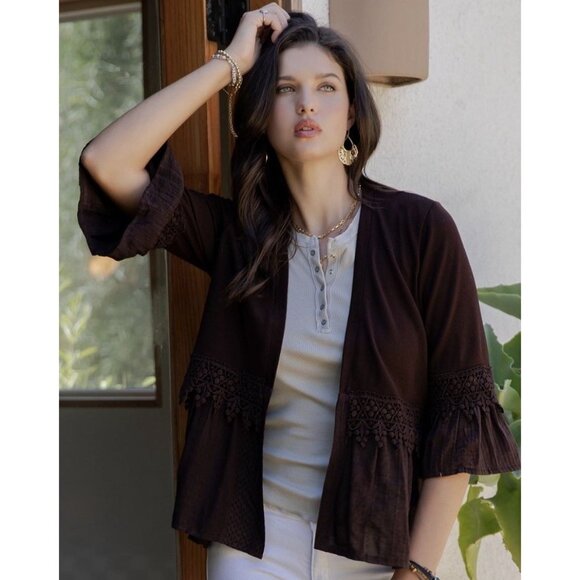 Young Threads Sweaters - Young Threads Boho Kimono Shrug Size Small Truffle Brown